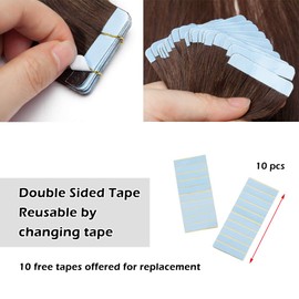 SEGO Tape in Hair Extensions Human Hair 20 Inch Medium Brown 20pcs 50g Straight Natural 100% Remy Rooted Seamless Skin Weft Invisible Double Sided Tape Hair for Women