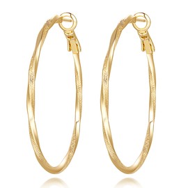 Verniflloga 14K Gold Hoop Earring for Women Earrings Hoops Twisted 14 Karat Earrings Gold Jewelry Lightweight 30 MM,40 MM (45MM)