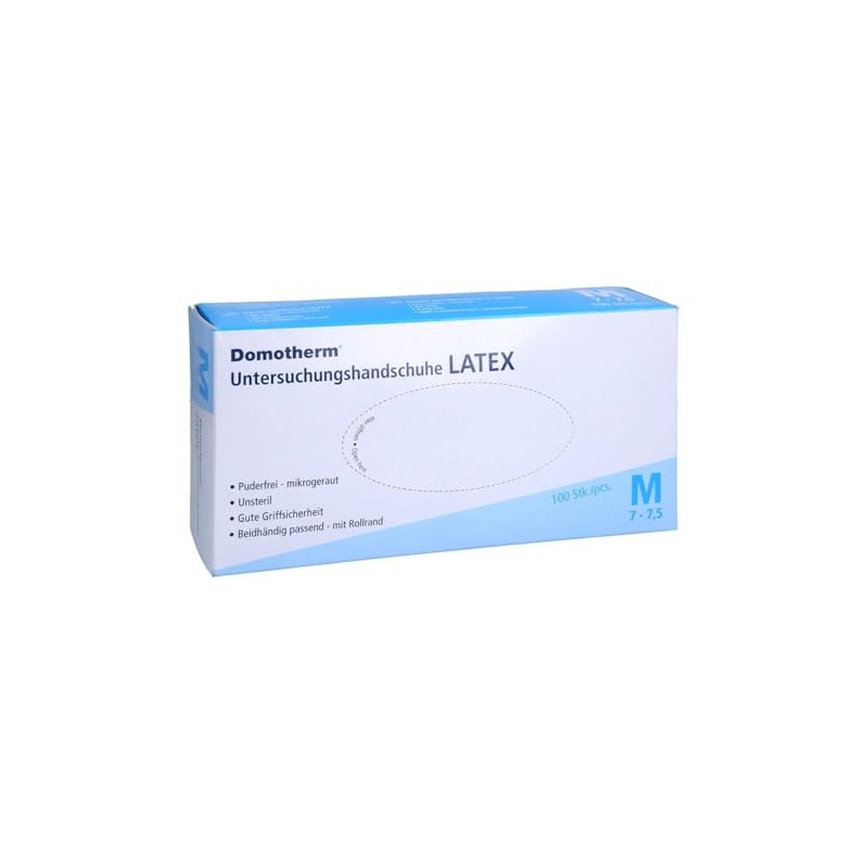 DOMOTHERM Non-Sterile Latex Gloves M White Pack of 100