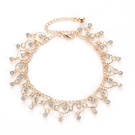 Aheli Gold Plated Cubic Zirconia Studded Anklet Stylish Payal Fashion Jewellery Gift for Women