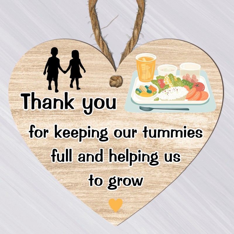 Thank You Dinner Lady Heart Plaque - Exquisite Handcrafted Wooden