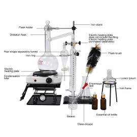 Essential Oil Distillation Apparatus Lab Home Glassware Distillation Kits 1000ml