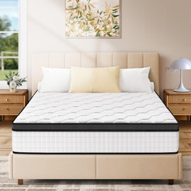 QUENSIYE Queen Mattress, 10 Inch Ultra Comfort Hybrid Mattress Queen Size, Foam Mattress with Independent Pocket Springs Mattress in a Box Pressure Relief & Supportive, Medium Firm