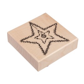 Rayher Wooden Stamp Star and Stars, 7 x 7 cm, Christmas Stamp, Wooden Stamp for Designing Cards, Envelopes, Gifts, Motif Stamp, Butterer Stamp, 29252000