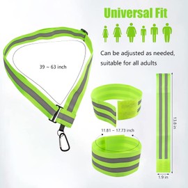 Reflective Running Gear, High Visibility Safety Reflective Sash with Quick Release Buckle, Adjustable Reflective Belt for Outdoor Running Cycling Hiking Walking(Included 4 Reflective Bands)