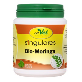 cdVet Naturprodukte Singulares Bio-Moringa 100 g - Hund, Katze, Pferd Kaninchen - Einzelfuttermittel - Reich an Vitaminen+Nährstoffen+Aminosäuren+ Eisen - aus ökologischem Anbau - 100% Bio-Moringa -
