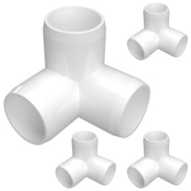 FORMUFIT 1-1/4" 3-Way Elbow Furniture Grade PVC Fitting in White, Made in USA, UV-Resistant, Impact-Proof, 1.660" Actual Socket Diameter (Pack of 4)