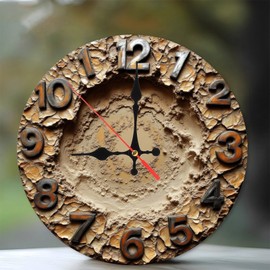 Rustic Beige Sand Texture Wall Clock 10-Inch Wooden Wall Clock, Silent Movement, Battery Operated (AA Batteries Not Included), Artistic Home Decor, Perfect for Home Accents