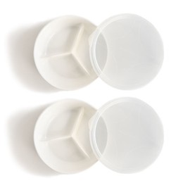 Sangsang&amp; 1+1 Sealed Lid Round 3 Compartment Sharing Plate Ceramic Side Dish Container, 5. Sealed 3 Compartment Side Dish Plate (XL) 1+1_Point / 상상앤드 1+1 밀폐뚜껑 원형 3칸 나눔 찬기 도자기 반찬통, 5.밀폐3칸 반찬접시(XL) 1+1_포인트