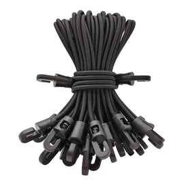 BINCKIN Small Bungee Cords with Hooks 6 Inch, 25 Pcs Short Bungees Strap with Hook for Camping Tarp, Tents, Canopy and Fixings (Black)