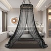 Temopow Black Bed Canopy with Star Light Mosquito Net Round