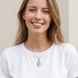 Mermaid Necklace Teardrop Moonstone Ocean Jewelry for Women Female Gift