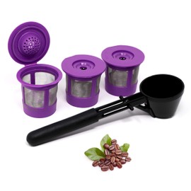 Reusable K Cups Coffee Filter Pod for Keurig 1.0 & 2.0 Machines - Coffee Scoop Funnel and 3 Pack K Cup Filters - Universal Refillable KCups - Fits K-Duo, K-Classic, K-Elite, K-Select, K-Cafe Brewers