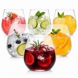 TANDEFLY 12oz PET Stemless Wine Glasses, Set of 40 - BPA-Free Unbreakable Clear Plastic Wine Tumblers, Reusable/Disposable Stemless Cups for Parties, Weddings, Picnics & Outdoor Events