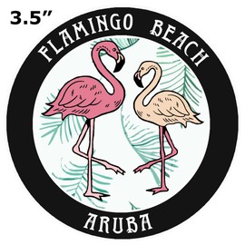 Blue Heron Two Flamingos Flamingo Beach, Aruba Car Truck Window Bumper Sticker Decal - Black
