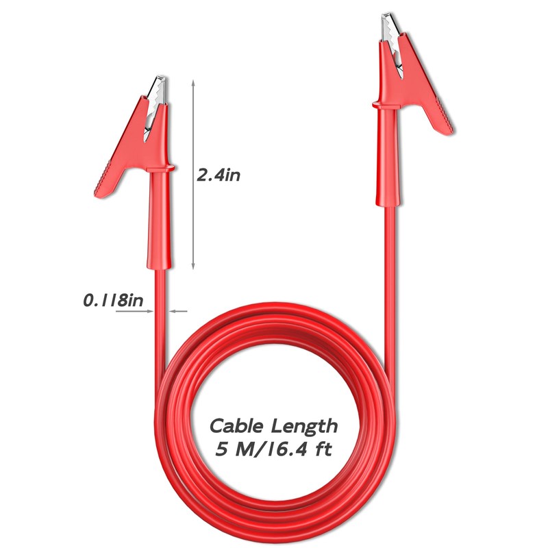 Cleqee Pack of 5 Crocodile Clips Test Leads Double Ended