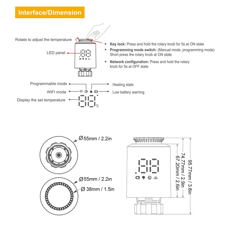Wireless Smart Radiator Thermostat Programmable Intelligent Temperature Controller NTC Sensor