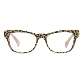 Peepers by PeeperSpecs Women's Orchid Island Cat Eye Blue Light Blocking Reading Glasses, Tan/Leopard Floral, 49 + 0