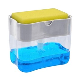 Dispensador de jabón para Cocina con Soporte de Esponja 2 en 1 385ml