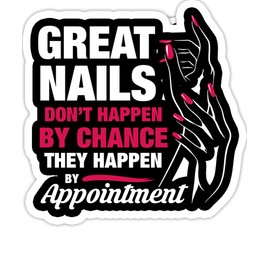eden tee Great Nail Don't Happen by Chance Funny Nail Tech Women- 4x3 Vinyl Stickers, Laptop Decal, Water Bottle Sticker (Set of 3)