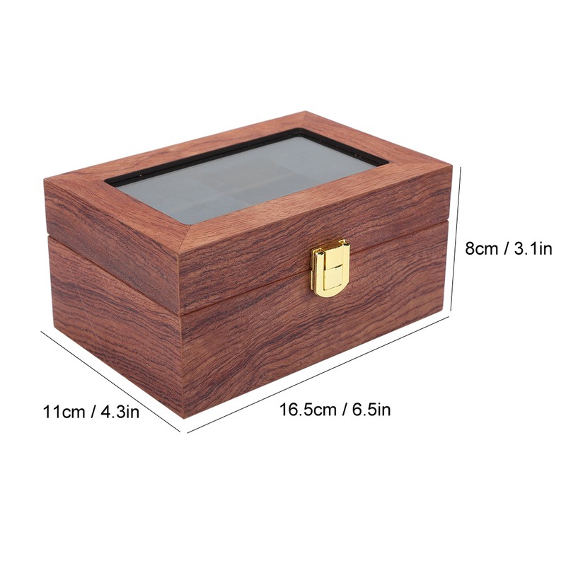 Wooden 3 Grid Watch Display Box Transparent Window Anti‑Slip Watch