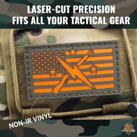 Minutemen Commonwealth Faction in American Flag Patch (Ranger Green on Orange) Compatible with Velcro, Laser-Cut Patches for Backpacks, Patches for Caps, Plate-Carrier Patches
