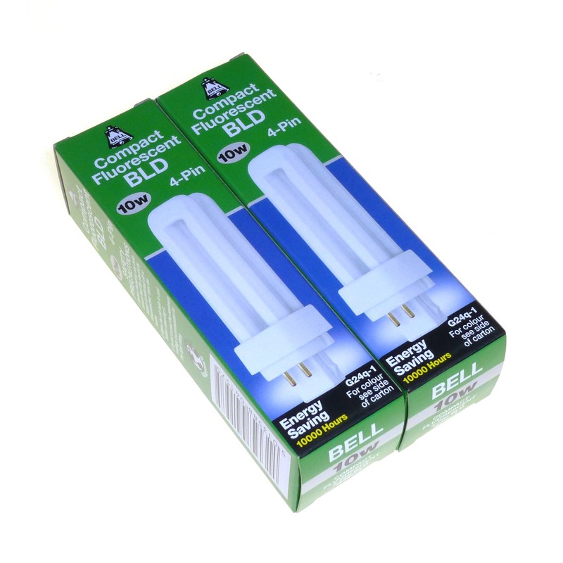 2x 10 watt CFL 4 pin Energy Saving Lamp 10W