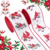 HunnmingRe 12 Yards 2.5 Inch Red Cardinal Christmas Ribbon Christmas
