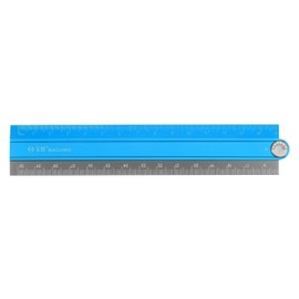 sourcing map Folding Straight Ruler, 30 cm, Metric Aluminium Alloy Ruler with Angle Line, Geometric Measuring Tool for Architects, Study, Classroom, Office, Cornflower Blue