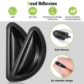 Nose Pads for Glasses with Air Chamber, Super Sticky Anti Slip Eyeglass Nose Pads, Soft Silicone Adhesive Glasses Nose Pad for Plastic Frames (10 Black Pairs)