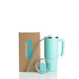 Hogg 30oz Grippy Tumbler with Removable Handle, Lid, and Stainless Steel Straw, DIY, Customizable, Double Wall Insulated Tumblers (Mint)