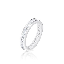 ARDU Eternity Ring – 925 Sterling Silver | 3mm Promise, Wedding, or Engagement Band with Full Set White Cubic Zirconia, for Women | Sizes J–U