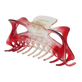 Jumbo Jaw Clip Extra Large Marbelized Hair Claw for Women (Glitter Red)
