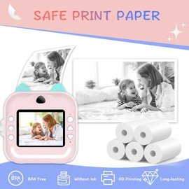 5 Rolls MIARALA Instant Print Kids Camera Paper Roll Refill, HD Print Camera Paper Refill for Most Kids Instant Camera, BPS/BPA-Free