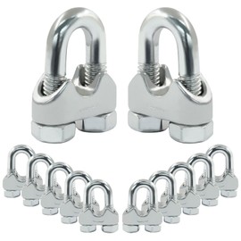 Cjueiom 12 Pcs Wire Rope Clip Cable Clamp M6 for 6mm / 1/4 inch Wire Rope Clamp, 304 Stainless Steel U Bolt Saddle Fastener for Rigging Rope and Tension Cable Garden Tensioning Wire Ropes