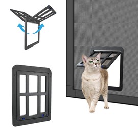 Doggie Door for Screen Door, Pet Door for Small Dog Cat Screen Door for Sliding Screen Door, Easy Install Magnetic Automatic Close Pet Screen Door, Black