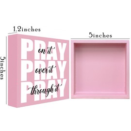 Pray on it Wooden Sign, Pink Pray Christian Wooden Signs Desk Decor, Prayer Room Christian Room Decor, Christian Gifts For Women -D06