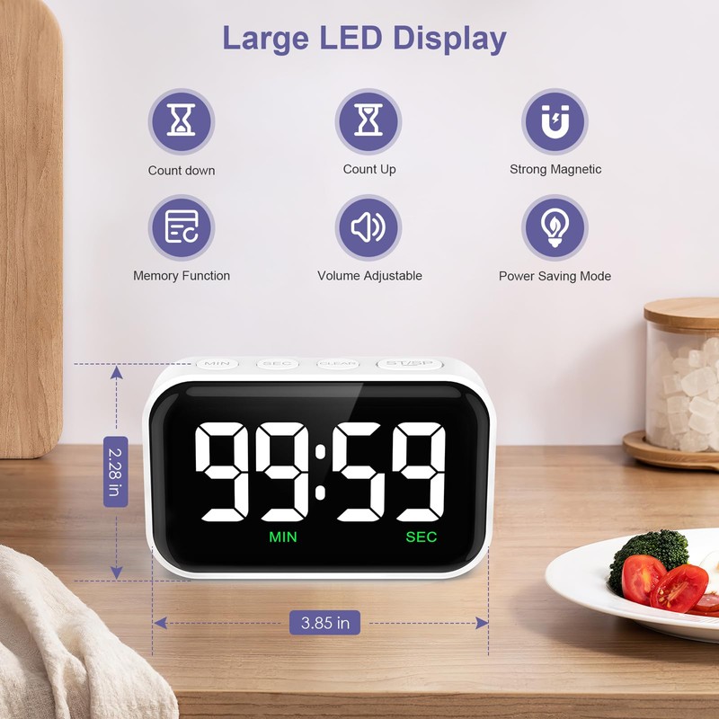 OQIMAX Digital Timer, Countdown Timer/Count Up, Magnetic Digital Kitchen Timer