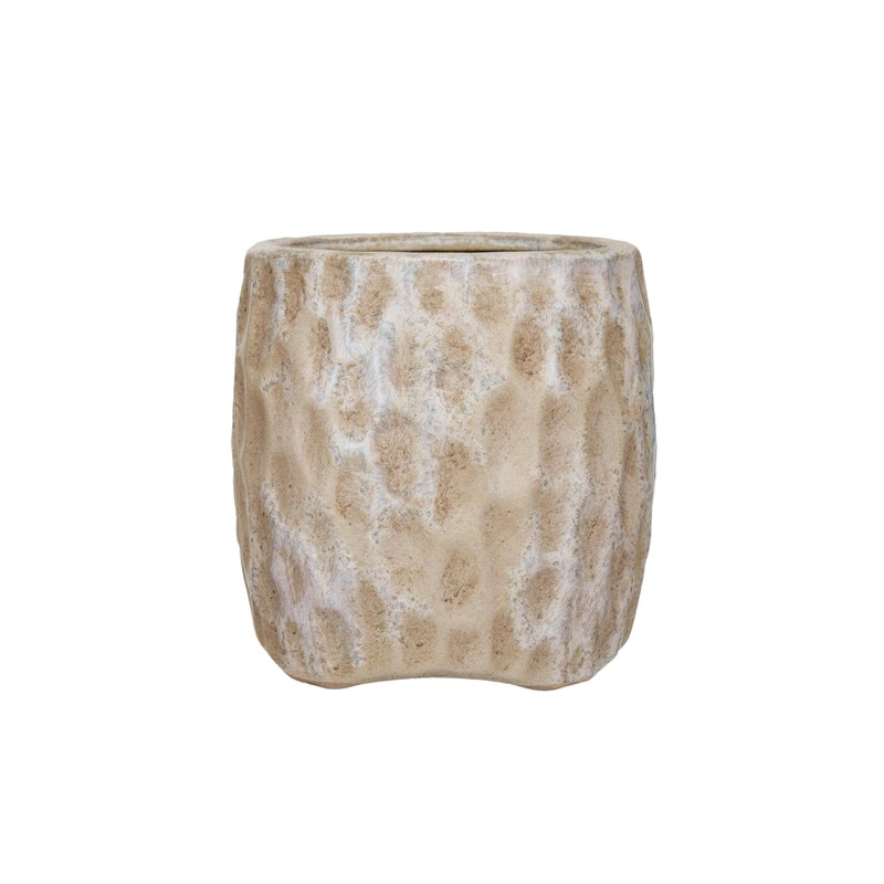Creative Co-Op Terra-Cotta Planter with Reactive Glaze, Cream