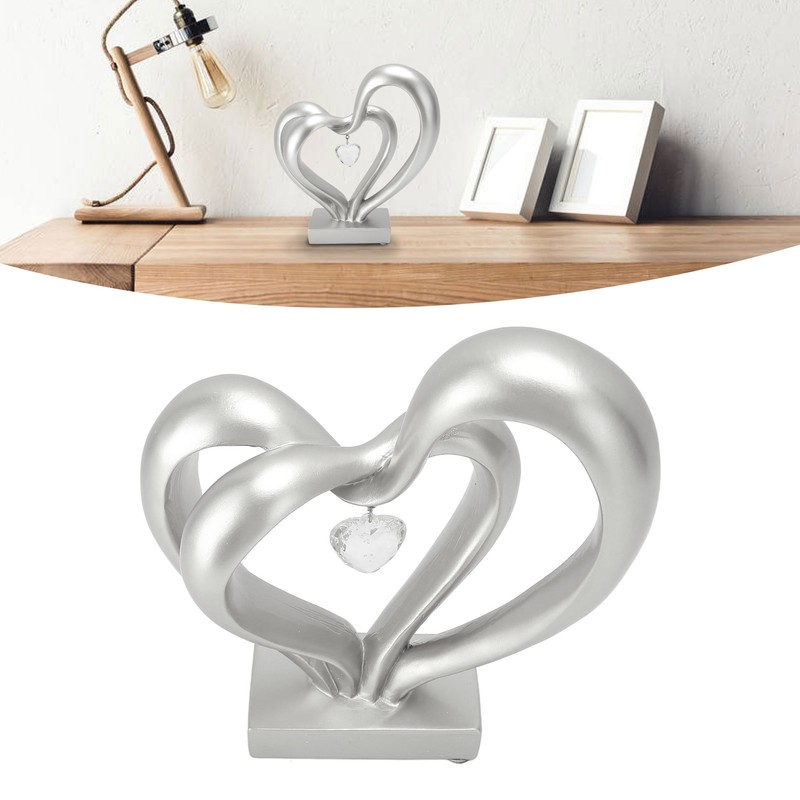Double Heart Sculpture Resin Romantic Heart Statues Love Sculpture for