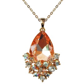 Navachi 18k Gold Plated Crystal Pear-shaped Champagne Zirconia Az6012p Pendant Necklace 16"+2"