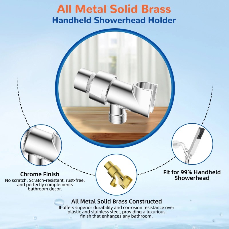 Hibbent Solid Brass High Pressure Hand Held Shower Wand Square