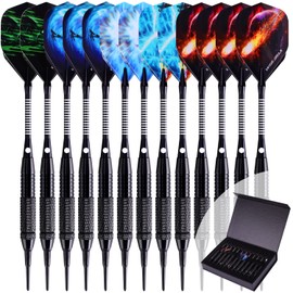 WIN.MAX Darts with plastic tip for electronic dartboard, 12 pieces, soft darts set, 18 g professional soft darts
