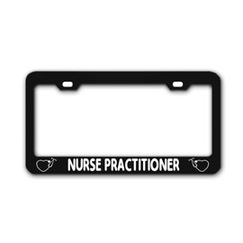 Nurse Practitioner Black Front Rear Aluminum License Plate Frame