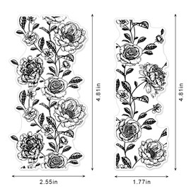 Rose Flowers Clear Stamps for Card Making Decoration DIY Scrapbooking, Flower Background Silicone Transparent Seal Stamps for Embossing Album Decor Craft.