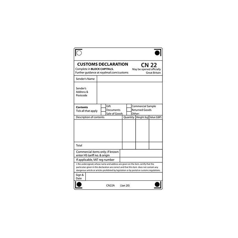 CN22 Shipping Labels - For International & Royal Mail Orders