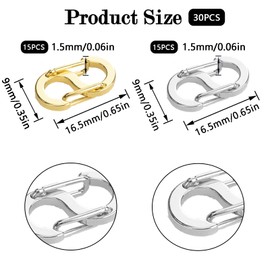 MOAMUN 30 PCS Double Opening Necklace Shortener, Stainless Steel Lobster Clasps Bracelet Clasps and Closures, 16x9mm Necklace Clasps Connector for DIY Bracelet Anklet Jewelry Making Supplies