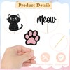 12 Pcs Cat Cupcake Topper, Black Glitter Cat Meow Cupcake