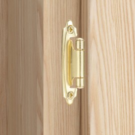 Vallecloud 4 Pack (2 Pair) Gold (Brass) Self Closing Cabinet Hinges for Kitchen Cabinet Door, 1/2" Overlay (Variable) Semi Concealed Kitchen Cabinet Hinges