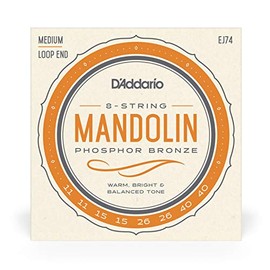D'Addario | Mandolin Phosphor Bronze | Cuerdas para Mandolina | 8 Cuerdas | Calibre Medio, 11-40 | Bronce Fosforado | EJ74